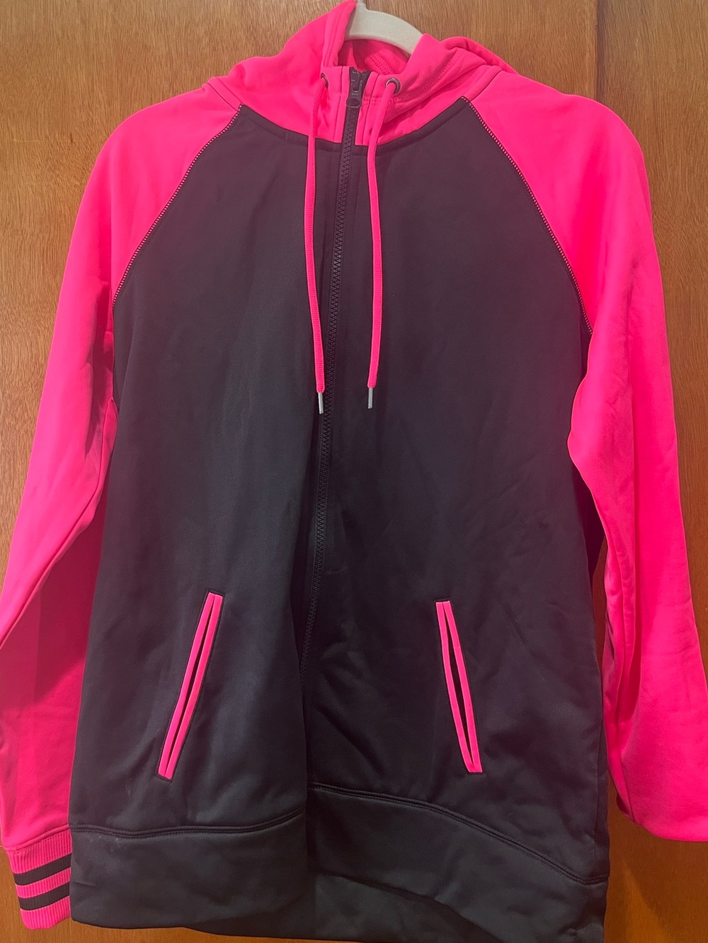 Women’s Two-Tone Black and Hot Pink Zip Hoodie